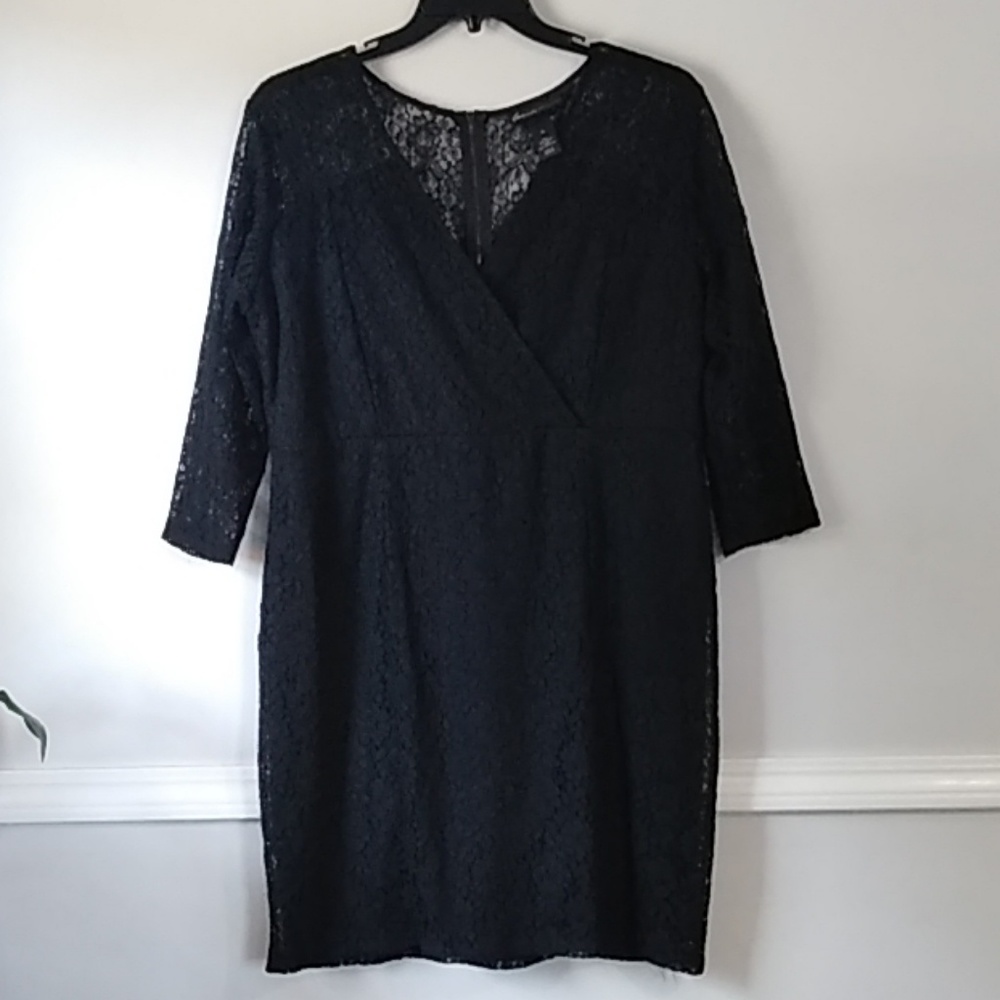Lane Bryant lace sheath black party dress